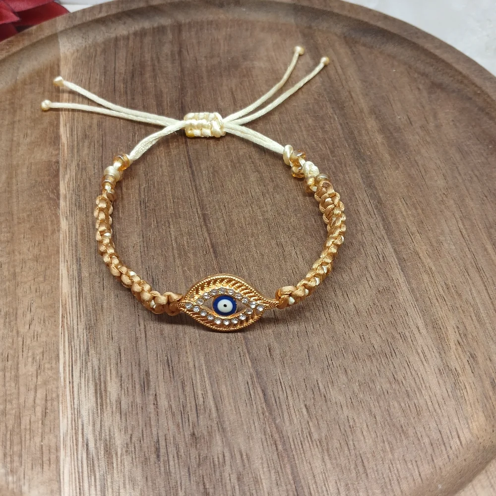 Golden Eye Protection Bracelet – Handmade Macrame – Adjustable - Picture 4 of 4
